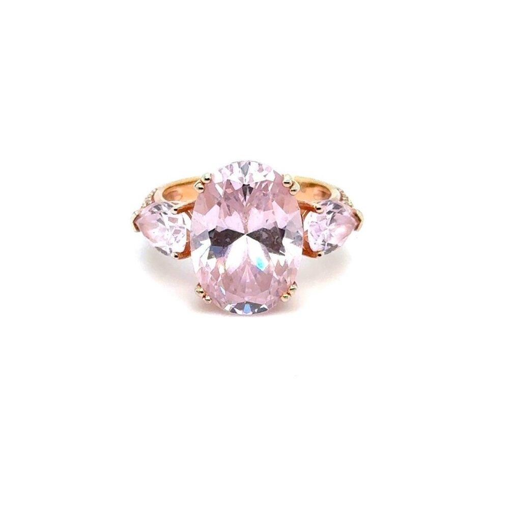 Oval/Teardrop Shaped Pink Stones 925 Rose Gold Ring
